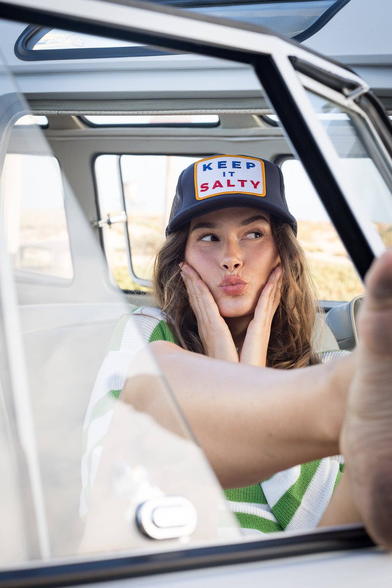Keep It Salty Trucker Hat in Navy: Navy