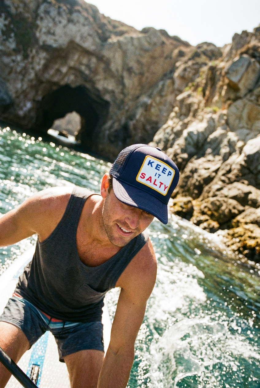 Keep It Salty Trucker Hat in Navy: Navy