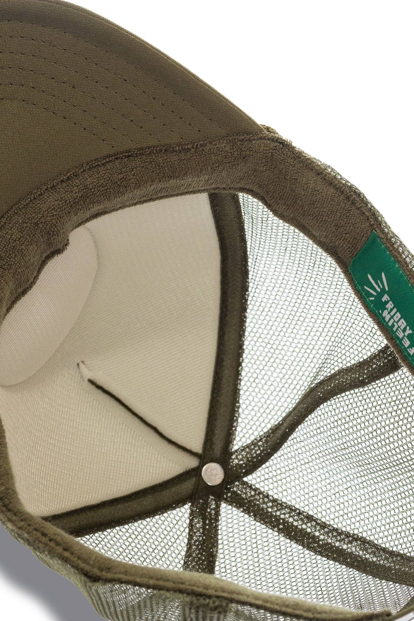 Electric Rainbow Trucker Hat in Olive: Olive